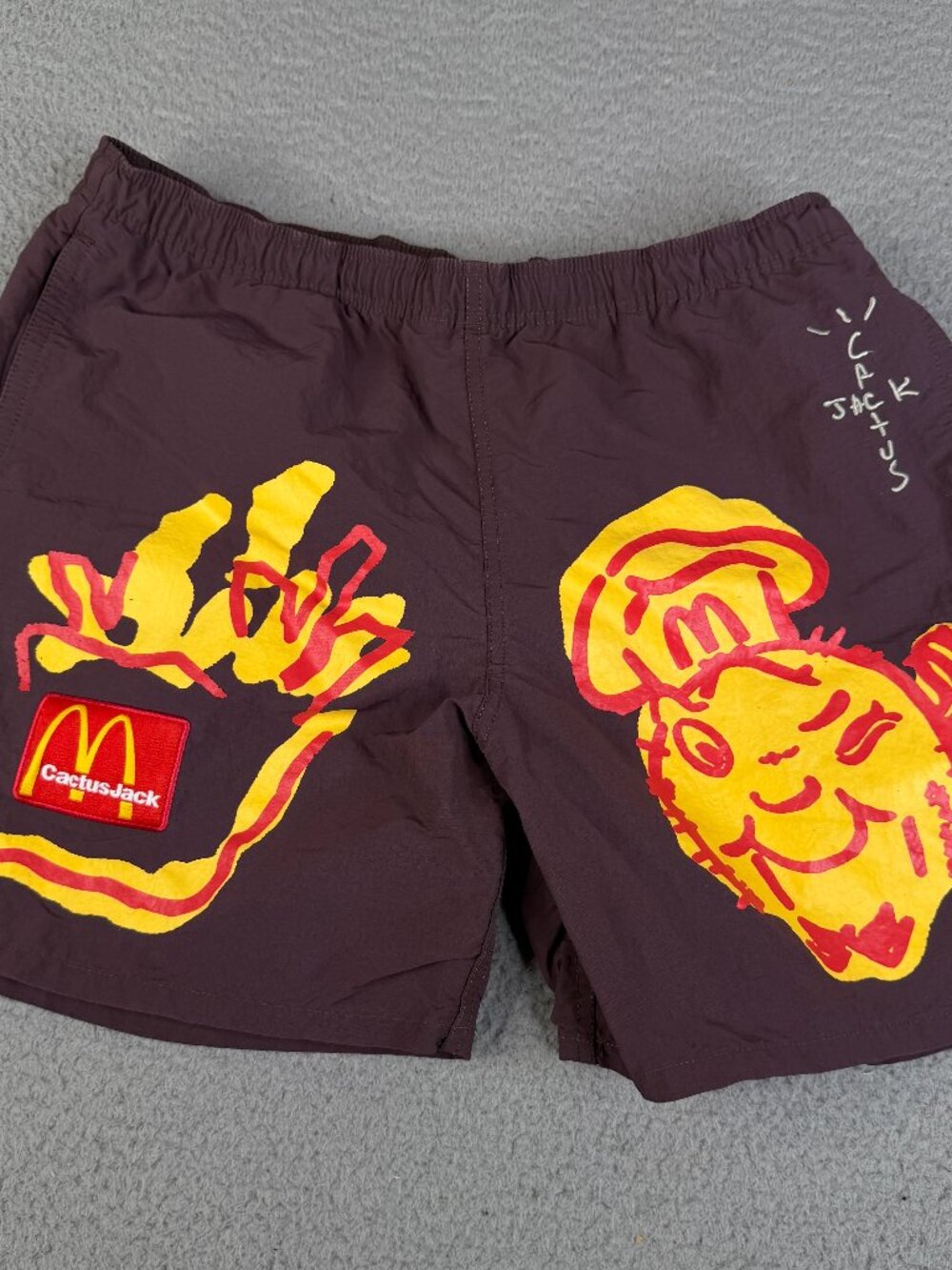 CACTUS JACK by Travis Scott x‎ Mcdonalds Illustrated Mens M Brown Graphic Shorts